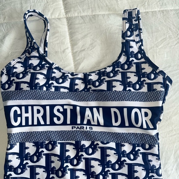 Dior Swim Christian Dior Signature Navy White Piece Bathing Suit Swimsuit Nwt Xs It 34